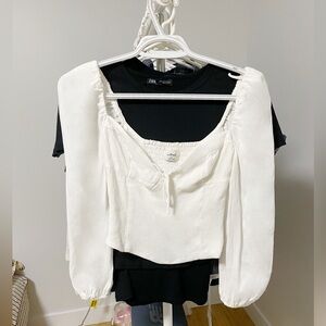 Aritzia Wilfred White Novella Long Sleeve Blouse Top